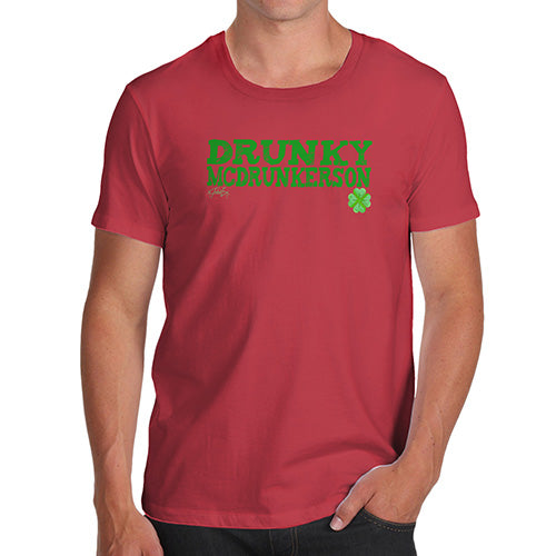 Funny T Shirts For Men Drunky McDrunkerson Men's T-Shirt Large Red