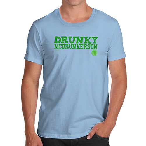 Novelty Gifts For Men Drunky McDrunkerson Men's T-Shirt Large Sky Blue