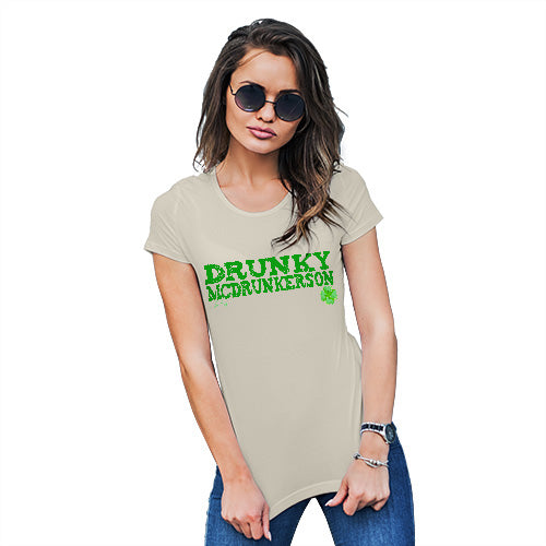 Novelty T Shirt Christmas Drunky McDrunkerson Women's T-Shirt X-Large Natural