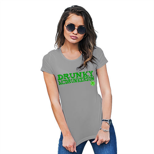 Funny Sarcasm T Shirt Drunky McDrunkerson Women's T-Shirt Large Light Grey