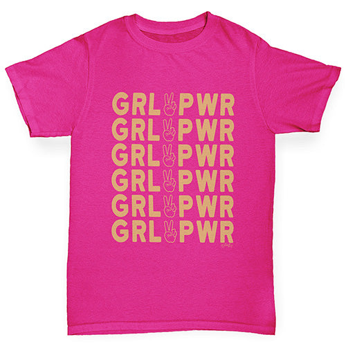 Girls Funny T Shirt GRL PWR Girl Power Girl's T-Shirt Age 7-8 Pink