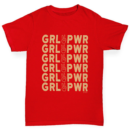 funny t shirts for girls GRL PWR Girl Power Girl's T-Shirt Age 7-8 Red