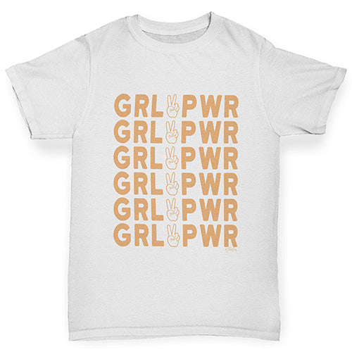 Girls Funny T Shirt GRL PWR Girl Power Girl's T-Shirt Age 5-6 White