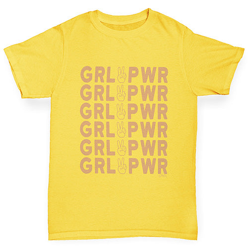 Girls novelty t shirts GRL PWR Girl Power Girl's T-Shirt Age 3-4 Yellow