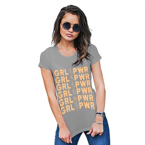 Funny T-Shirts For Women Sarcasm GRL PWR Girl Power Women's T-Shirt X-Large Light Grey