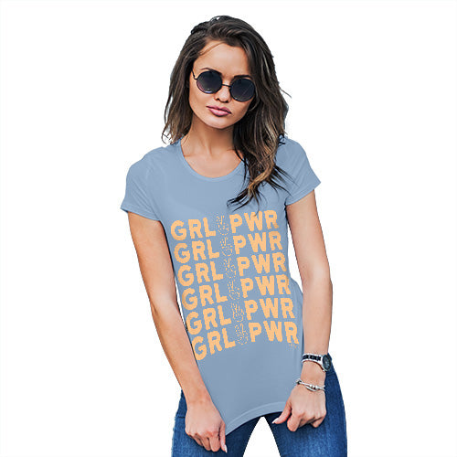 Funny T Shirts For Mum GRL PWR Girl Power Women's T-Shirt Large Sky Blue