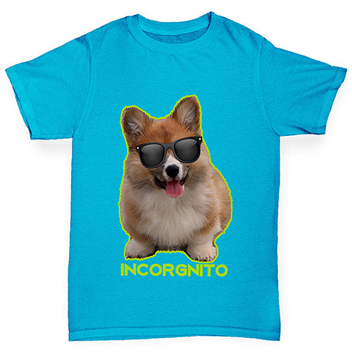 Boys Funny Tshirts Incorgnito Corgi Boy's T-Shirt Age 9-11 Azure Blue