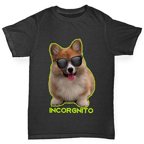 Kids Funny Tshirts Incorgnito Corgi Boy's T-Shirt Age 3-4 Black