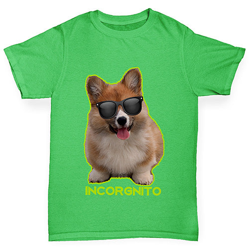 Boys Funny Tshirts Incorgnito Corgi Boy's T-Shirt Age 12-14 Green