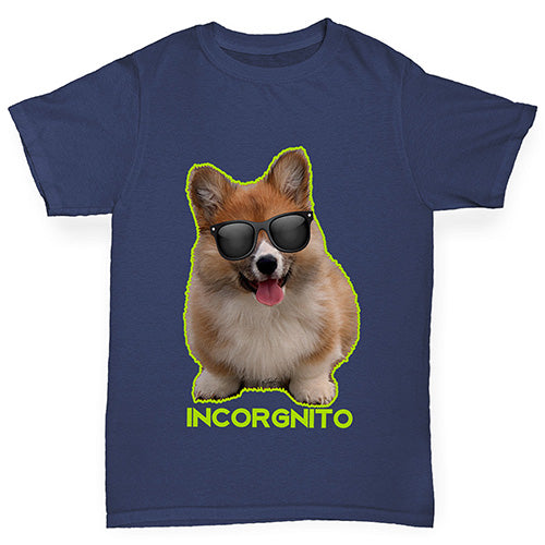 Novelty Tees For Boys Incorgnito Corgi Boy's T-Shirt Age 12-14 Navy