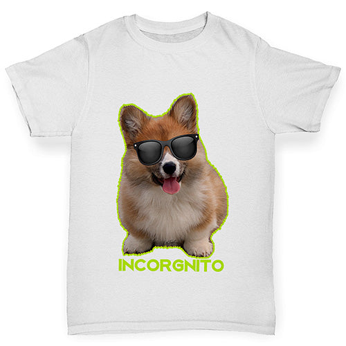 Boys Funny T Shirt Incorgnito Corgi Boy's T-Shirt Age 3-4 White