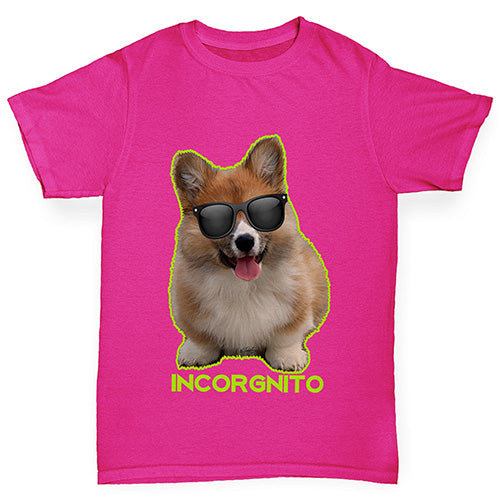 funny t shirts for girls Incorgnito Corgi Girl's T-Shirt Age 9-11 Pink