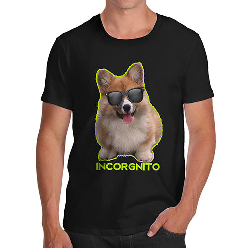 Novelty T Shirt Christmas Incorgnito Corgi Men's T-Shirt X-Large Black