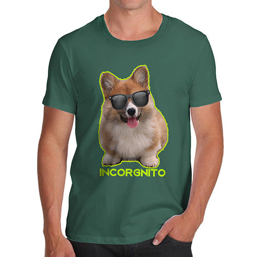Funny T-Shirts For Men Incorgnito Corgi Men's T-Shirt Medium Bottle Green