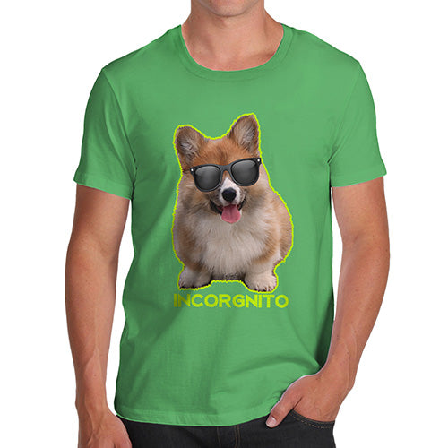 Funny T-Shirts For Men Sarcasm Incorgnito Corgi Men's T-Shirt Medium Green
