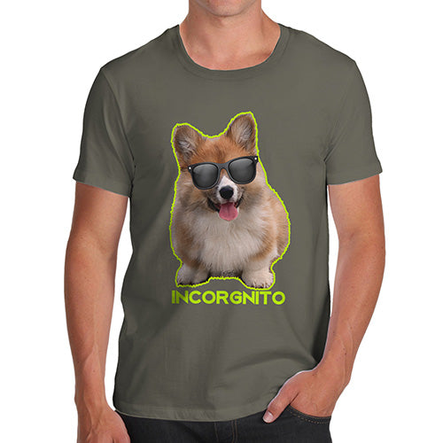 Funny Sarcasm T Shirt Incorgnito Corgi Men's T-Shirt Large Khaki