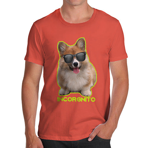 Adult Humor Novelty Graphic Sarcasm Funny T Shirt Incorgnito Corgi Men's T-Shirt Large Orange