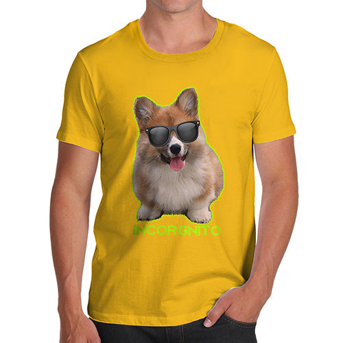 Funny Sarcasm T Shirt Incorgnito Corgi Men's T-Shirt Large Yellow