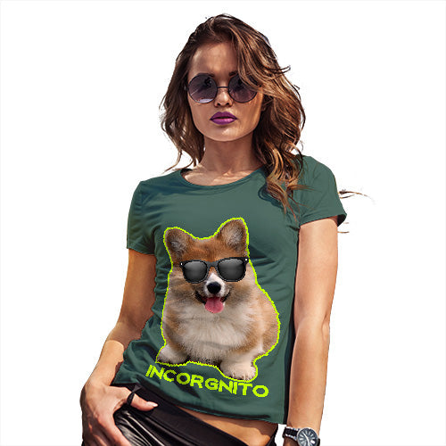 Funny T Shirts For Mom Incorgnito Corgi Women's T-Shirt Large Bottle Green