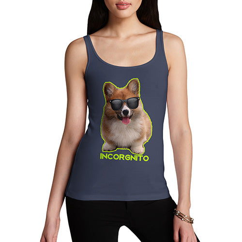 Novelty Tank Top Incorgnito Corgi Women's Tank Top Small Navy