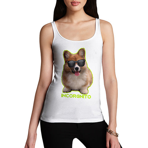 Novelty Tank Top Christmas Incorgnito Corgi Women's Tank Top Small White