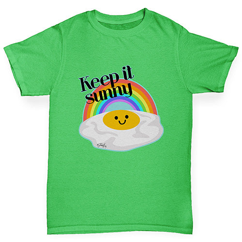 Boys Funny Tshirts Keep It Sunny Egg Boy's T-Shirt Age 12-14 Green