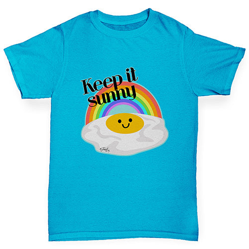 Girls Funny T Shirt Keep It Sunny Egg Girl's T-Shirt Age 7-8 Azure Blue