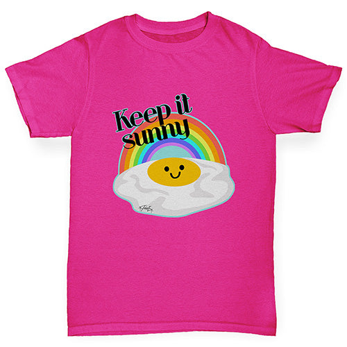 Novelty Tees For Girls Keep It Sunny Egg Girl's T-Shirt Age 9-11 Pink