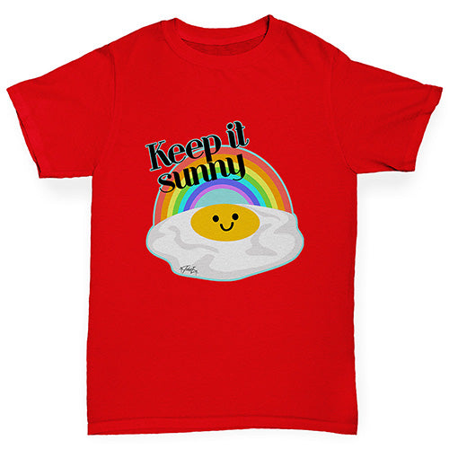 Girls funny tee shirts Keep It Sunny Egg Girl's T-Shirt Age 12-14 Red