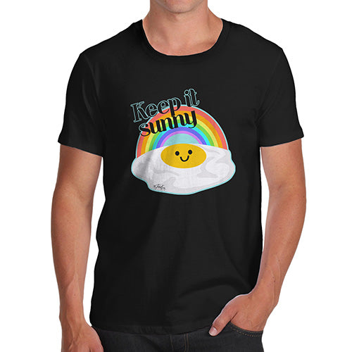 Novelty T Shirt Christmas Keep It Sunny Egg Men's T-Shirt X-Large Black