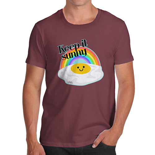 Funny T-Shirts For Guys Keep It Sunny Egg Men's T-Shirt Small Burgundy