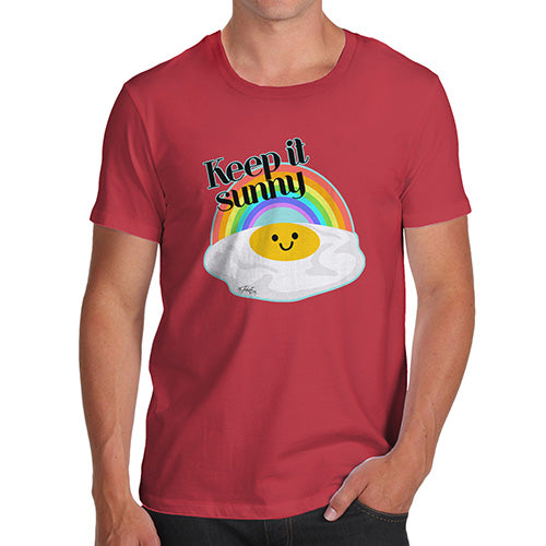 Novelty Tshirts Men Keep It Sunny Egg Men's T-Shirt Large Red