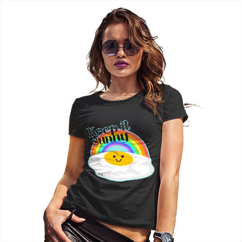 T-Shirt Funny Geek Nerd Hilarious Joke Keep It Sunny Egg Women's T-Shirt X-Large Black