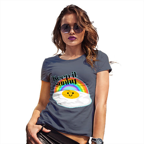 Funny T-Shirts For Women Keep It Sunny Egg Women's T-Shirt Large Navy