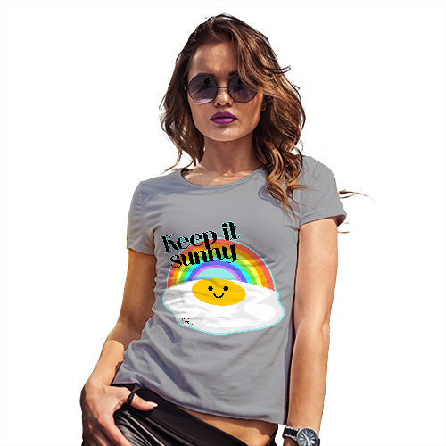 Funny Sarcasm T Shirt Keep It Sunny Egg Women's T-Shirt Medium Light Grey