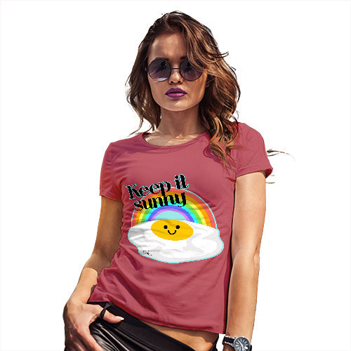 Funny T-Shirts For Women Keep It Sunny Egg Women's T-Shirt Small Red