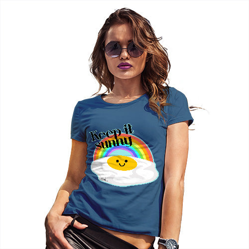 Funny T-Shirts For Women Keep It Sunny Egg Women's T-Shirt Medium Royal Blue