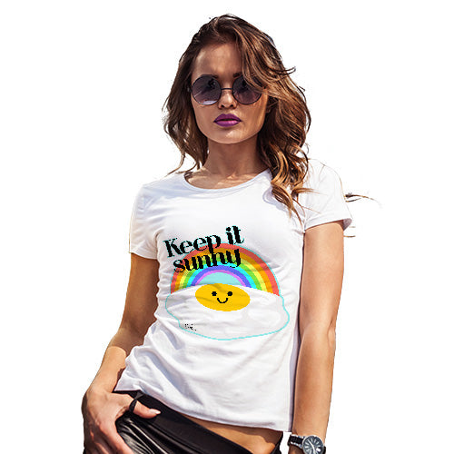 Funny Gifts For Women Keep It Sunny Egg Women's T-Shirt Medium White