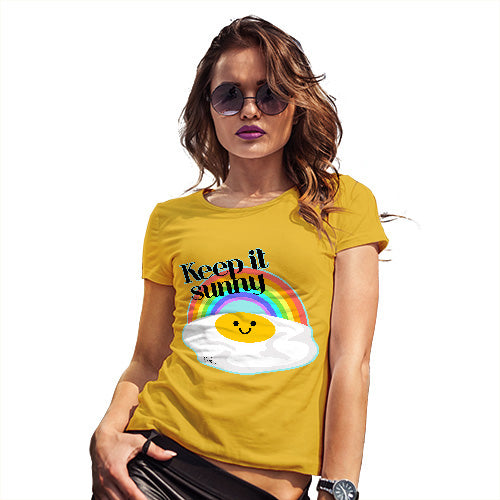 Funny T Shirts For Women Keep It Sunny Egg Women's T-Shirt X-Large Yellow