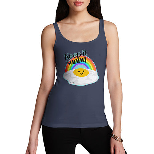 Funny Tank Top For Mom Keep It Sunny Egg Women's Tank Top Small Navy