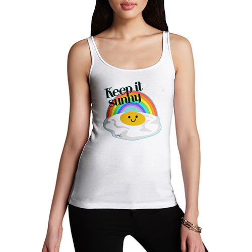 Novelty Tank Top Keep It Sunny Egg Women's Tank Top X-Large White
