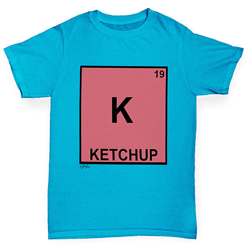 Boys Funny T Shirt Ketchup Element Boy's T-Shirt Age 9-11 Azure Blue