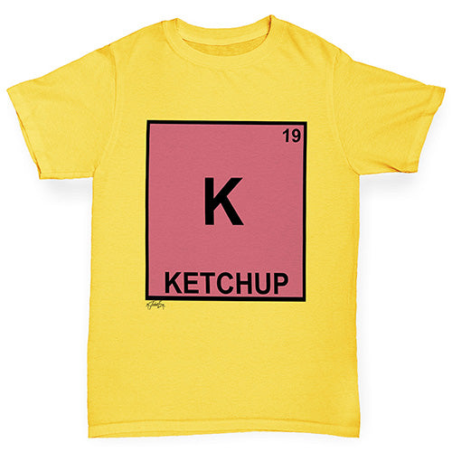 Kids Funny Tshirts Ketchup Element Boy's T-Shirt Age 3-4 Yellow
