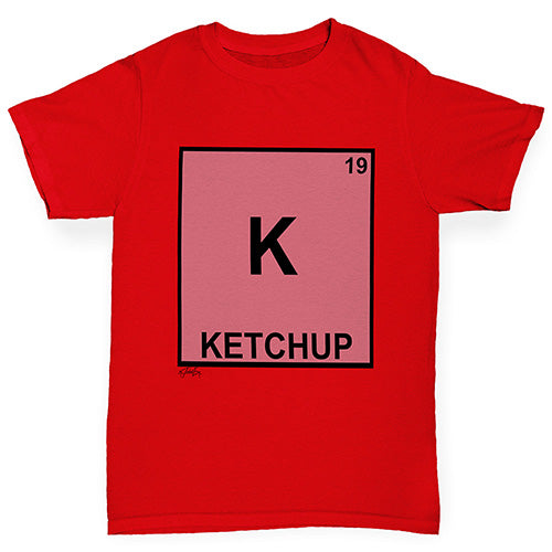 Girls Funny Tshirts Ketchup Element Girl's T-Shirt Age 9-11 Red