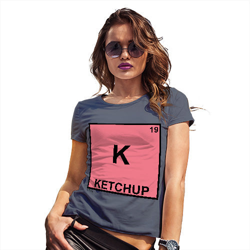 Novelty T Shirt Christmas Ketchup Element Women's T-Shirt Large Navy