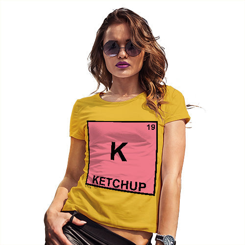 Novelty T Shirt Ketchup Element Women's T-Shirt Small Yellow