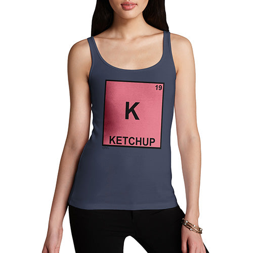 Funny Tank Top For Women Ketchup Element Women's Tank Top Medium Navy