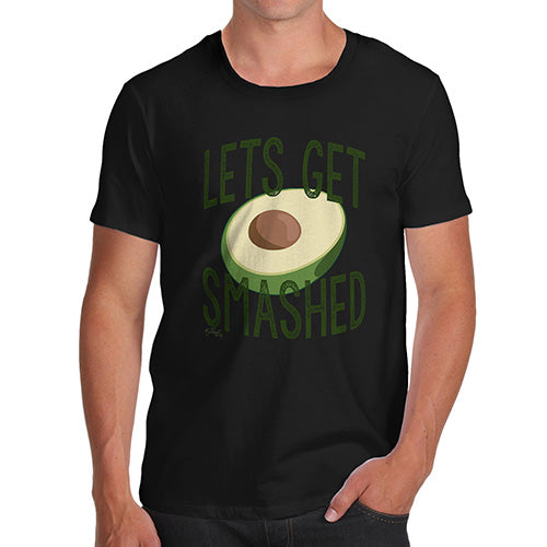 Novelty Tshirts Men Let's Get Smashed Avocado Men's T-Shirt Large Black