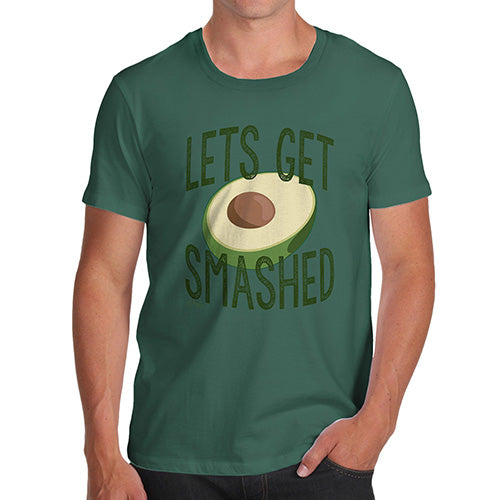 Funny Tshirts For Men Let's Get Smashed Avocado Men's T-Shirt X-Large Bottle Green