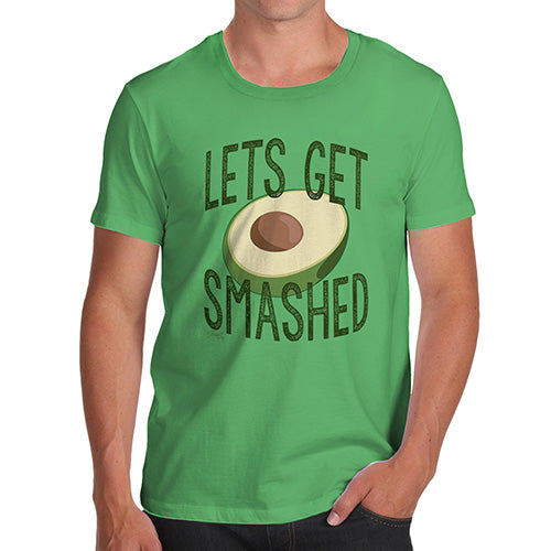 Funny Tee Shirts For Men Let's Get Smashed Avocado Men's T-Shirt X-Large Green